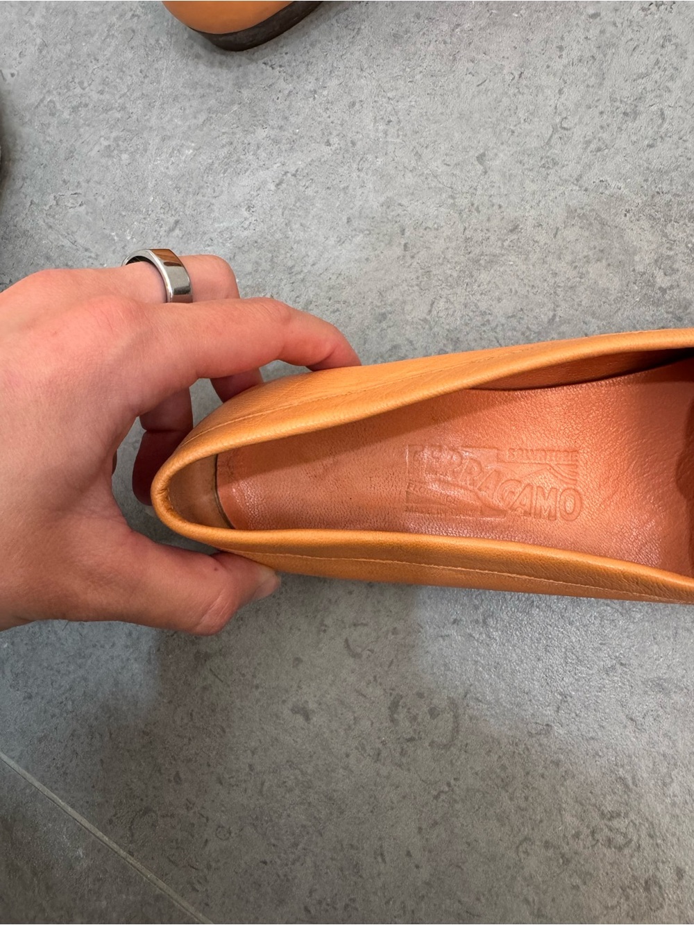 Salvatore Ferragamo Orange Leather Gancini Loafers Driving Shoes - Picture 4 of 6